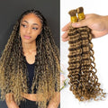 Topnormantic 12A Brazilian Virgin Human Braiding Hair - 16 Inch Boho Curly Honey Blonde