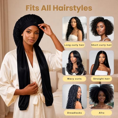 Ice Silk Bonnet for Long Hair - Non-Slip, Breathable Sleep Cap