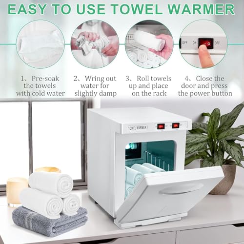 Hot Towel Cabinet 5L, Hot Towel Warmer Cabinet with LED Temperature Display, Extra Large Capacity Heater for Spa, Massage, Salon, Home Use (White 5L)