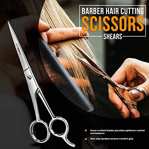 Utopia Care Sharp Hair Cutting Scissors Professional Barber Scissors 6.5 Inch, Left Handed Shears Hair Scissors for Women Kids Men Grooming Shears Scissors, Barber Shears Haircut Scissors, Silver