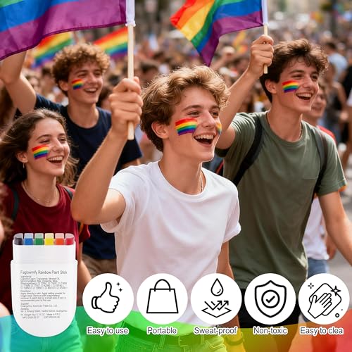 Rainbow Pride Face Paint Stick, 4-Pack - Easy One-Swipe Application