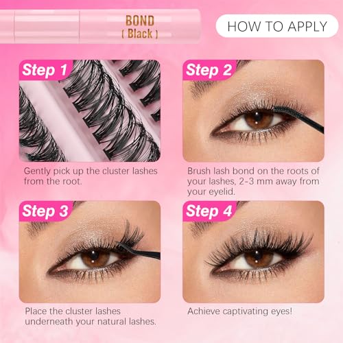 Eyelash Extension Kit 167pcs DIY Individual & Cluster Lashes 8-16mm D Curl