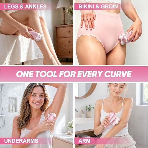 Pink Women Electric Shaver with 7D Magnetic Floating Heads Wet Dry Bikini Trimmer Kit