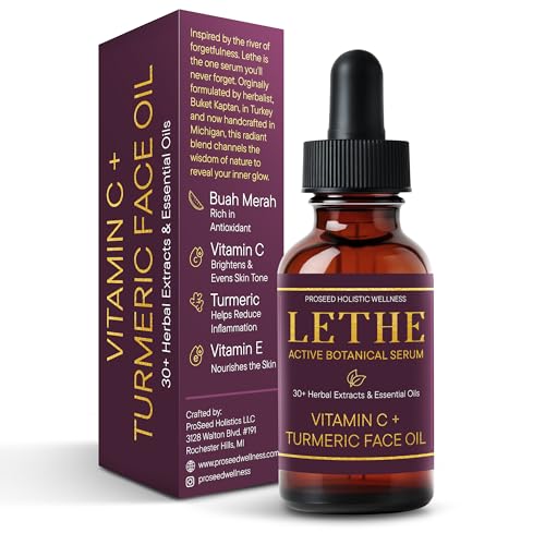 LETHE Vegan Botanical Face Serum ? Vitamin C & 50 Natural Extracts & Essential Oils ? Improves Skin Tone, Firmness & Smoothness ? Natural Skincare for Dark Spots & Uneven Skin Tone ? 1oz