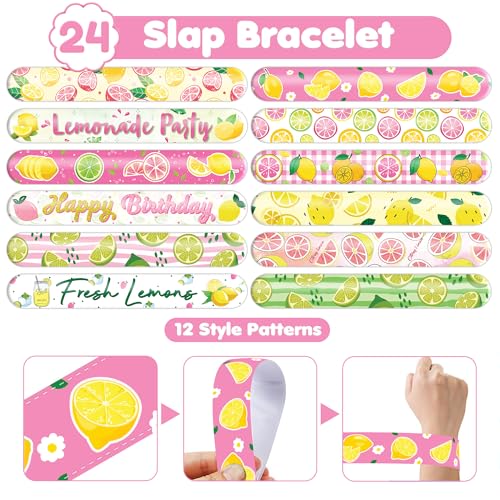 72 Piece Lemonade Party Favors Set - Tattoos & Slap Bracelets