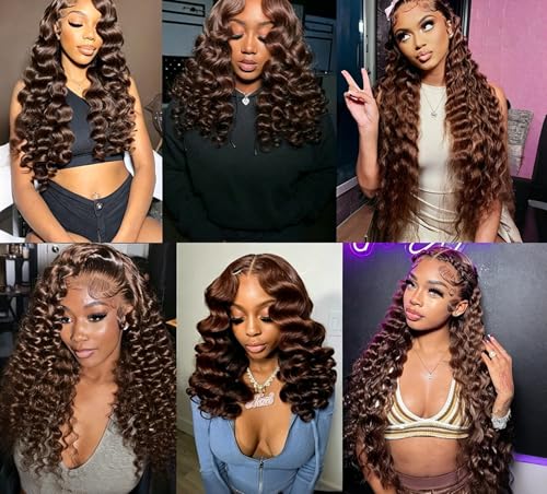 #4 Brown Loose Deep Wave Human Hair Bundles 12-16 Inch