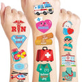 96 PCS Happy Nurses Day Nursing Nurse Pre-Cut Temporary Tattoos for Kids | Super Cute Themed Birthday Party Favors, Supplies, Decorations, Fake Tattoo Stickers, School Rewards Gifts & Boys & Girls