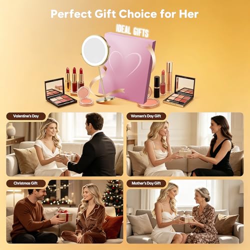 30X Dual-Sided LED Makeup Mirror with Lights - Adjustable & Rotating