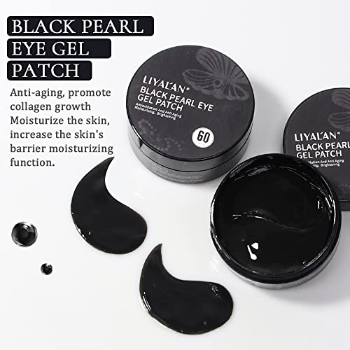 LIYALAN Blackpearl Under Eye Patches for Dark Circles and Puffiness Eye Mask Skin Care Products Eye Patches for Puffy Eyes Beauty Under Eye Treatment for Women 60Pcs