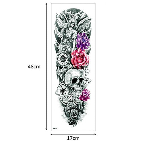 Glaryyears Large Full Arm Temporary Tattoo for Adults Women Men, 5-Pack Long-lasting Fake Tattoos for Body Makeup, Sleeve Realistic Tattoos