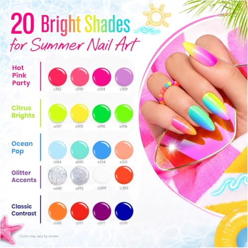 Beetles Neon Gel Nail Polish Set - 23 Pcs Rainbow Kit with Base & Top Coat
