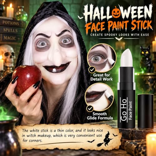 Go Ho 3 Pack Makeup Clown & Face Paint Sticks - White, Black, Red for Halloween & SFX