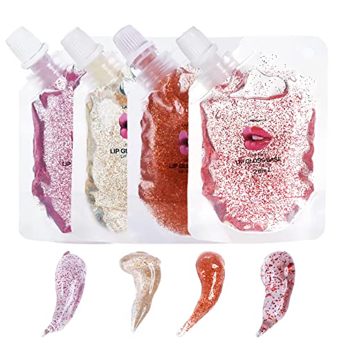 DIY Lip Gloss Base Kit - 4 Glitter Colors, 20ml Each