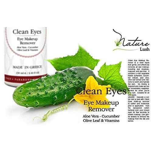 Nature Lush The Best Natural Eye & Face Makeup Remover - Oil Free - Rich Vitamins - Non Irritating ? No Hazardous Chemicals - ¡°Clean Eyes Made In Greece 4.4 oz