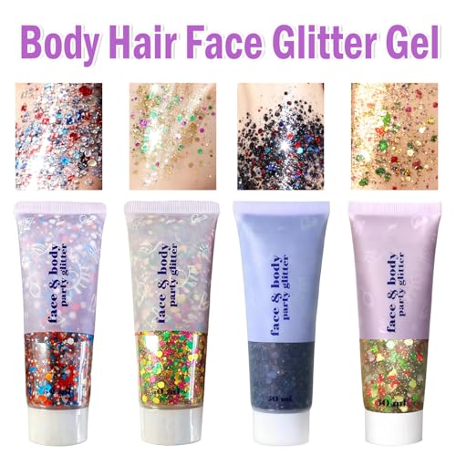 Sulily Christmas Body Glitter Gel Red Green White – Holographic Face & Body Sparkle