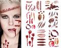 9 Sheet Realistic Fake Scar Temporary Tattoos - Waterproof Halloween Zombie Makeup