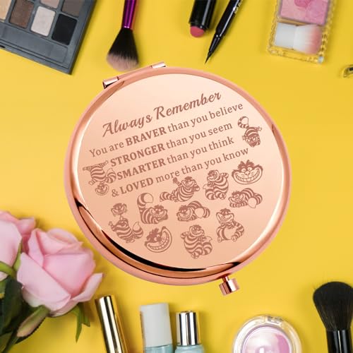 KEYCHIN Alice Cat Pocket Mirror Princess Movie Gifts You are Braver Stronger Smarter Than You Think Alice Cat Compact Mirror Alice Cat Merch (Alice Cat-RG)