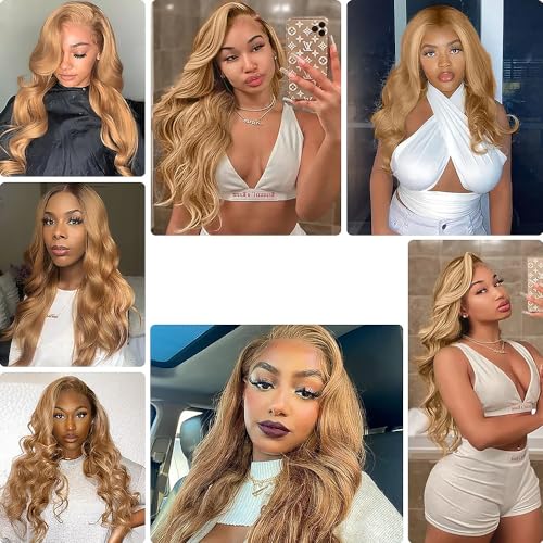 Honey Blonde Body Wave Human Hair Bundles 8-10-12 Inch