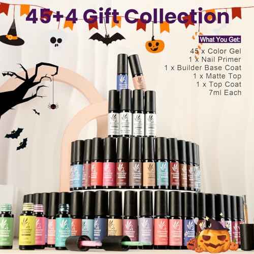 Lavender Violets 49 Pcs Gel Nail Polish Set, 45 Colors Gel Polish U V LED with Base, Glossy & Matte Top Coat for Nail Art Designs A907