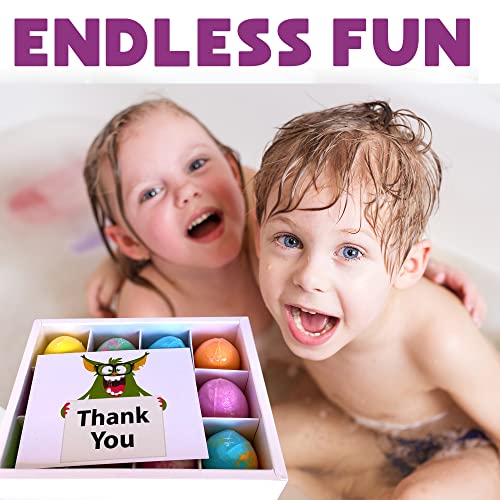 Kids Bath Bombs with Dragon Egg Toys - 12 Colorful Fizzies