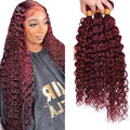 #99J Burgundy Water Wave Human Hair Bundles - 12-16 Inch