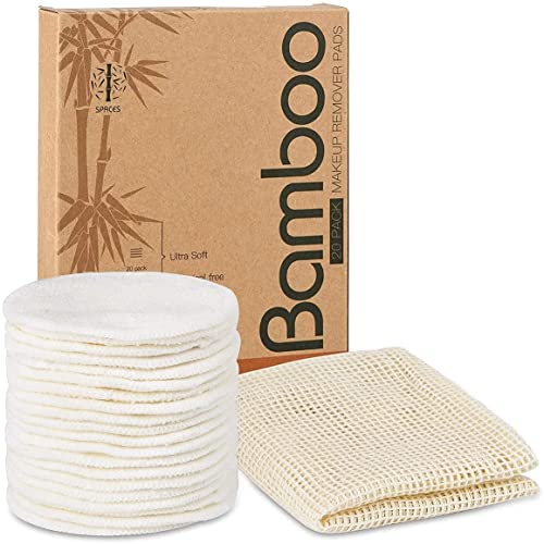 Reusable Bamboo Makeup Remover Pads, 20 Pack with Laundry Bag