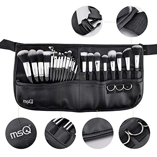 MSQ Makeup Brushes Set 29pcs Professional Cosmetics Brushes with Belt Waist Makeup Bag (Foundation, Powder, Creams, Liquids & Eye Brushes) for Women/Girls/Artists/Holiday gifts/travel