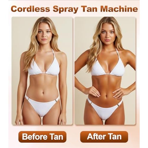 Spray Tan Machine, Strong Spray Level Even Atomization- Adjustable 3 Different Strength Spray Levels - Portable & Rechargeable Cordless Spray Tan Gun for Self Tanning Travel Beach Salon Home Use Grey