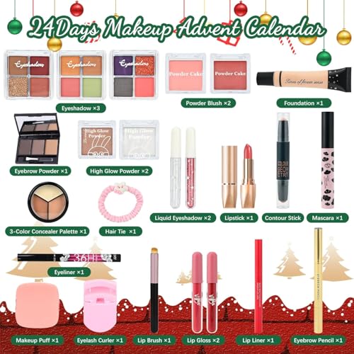 Makeup Advent Calendar 2025, 24-Day Beauty Gift Set for Women