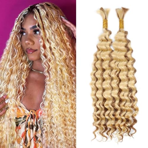 P27/613 Honey Blonde Boho Braiding Hair 24 Inch Deep Wave