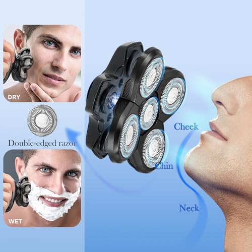 Bald Head Shavers Replacement Blades, BENACES 3 Pack Blades Refills Compatible with Freebird Head Shaver, 5-Blade Razor with Cleaning Brush, Specially Engineered for Bald Men, Face Electric Razor