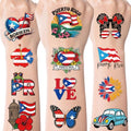 Puerto Rico Temporary Tattoos, 8 Sheets 200+ PR Rican Flag Fake Tattoo Stickers, Puerto Rico Party Decorations for Patriotic Anniversary Veterans National Day Festival Decor