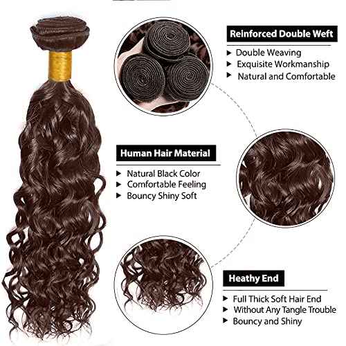 Chocolate Brown Bundles Brown Water Wave Human Hair Bundles #4 Human Hair Bundle 14 16 18 inch Mixed Length 300g