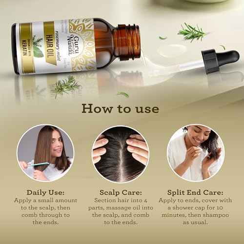 GuruNanda Rosemary Mint for Hair Growth with Keratin & Vitamin E Oil - Encourages Scalp, Shine & Hair Strengthening- 100% Natural, Cruelty-Free, 2oz