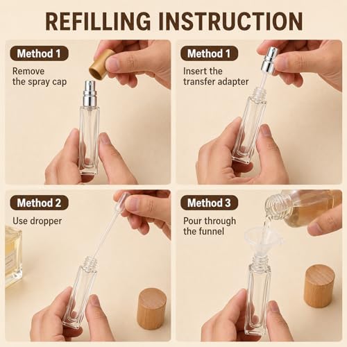 5Pc Travel Perfume Atomizer Bottles 10ml Refillable Leak-Proof