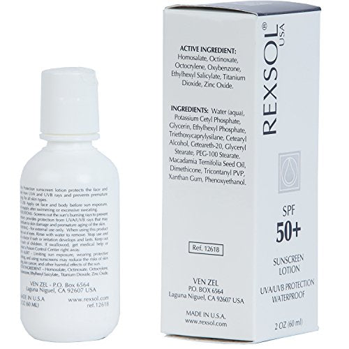REXSOL SPF 50+ Sunscreen UVA UVB Protection Waterproof | With Vitamin C, Vitamin E & Vitamin A | Maximum reinforced protection against UVA and UVB rays | Prevent fine lines and wrinkles(60 ml/2 fl oz)