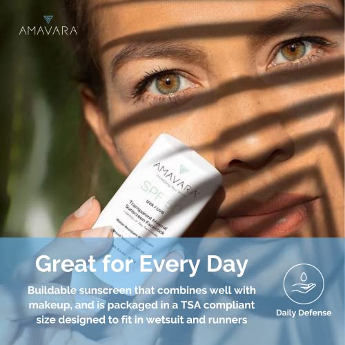 Amavara Mineral Transparent Sunscreen Face Stick SPF 50, Reef Safe Sunblock, 22.5% Zinc Oxide Waterproof Sun Screen, Broad Spectrum, Safe for Kids and Sensitive Skin, Vegan, Cruelty Free, 0.6oz