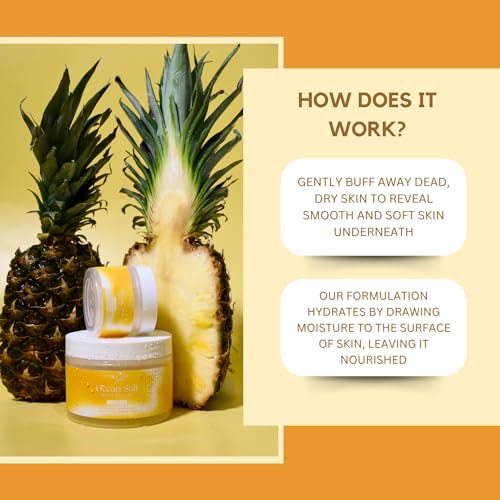 Sea Salt Body Scrub by Florida Suncare - Ocean Salt Body Polish Infused with Marine Algae - Exfoliating Face and Body Scrub - Facial Scrub Exfoliator to Tackle Acne (Pineapple, 12.1 oz)