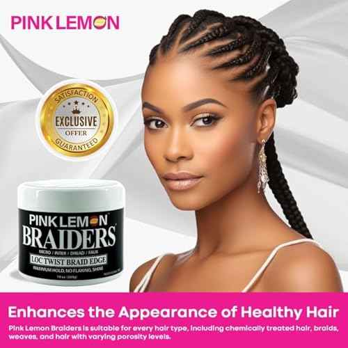 PINK LEMON Braiding Gel - Maximum Hold, No Flaking, Long Lasting Hold, High Shine. For Micro, Inter, Dread, Faux, Loc, Twist, Braid, Edge. (10 oz)