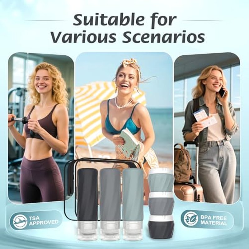 6-Piece TSA Approved Travel Toiletries Bottles Set