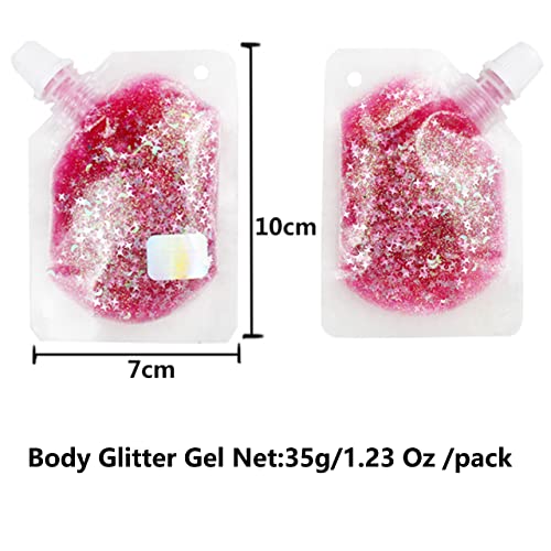 MEICOLY USA Red Body Glitter - Self-Adhesive Patriotic Sparkle