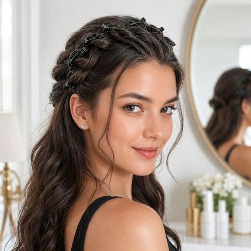 2-Piece Bangs Hairpin Headband with 8 Clips – 90s Y2K Hair Styling
