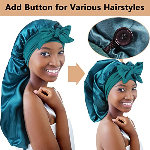 2-Pack Satin Sleep Bonnets with Tie Band for Locs & Braids