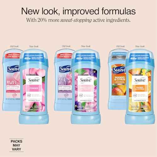 Suave Antiperspirant Deodorant for Women Variety 4-Pack ? Powder, Tropical Paradise, Coconut Kiss, Sweet Pea & Violet, Anti-Staining Invisible Solid, Talc-Free, 1.2 Oz Ea