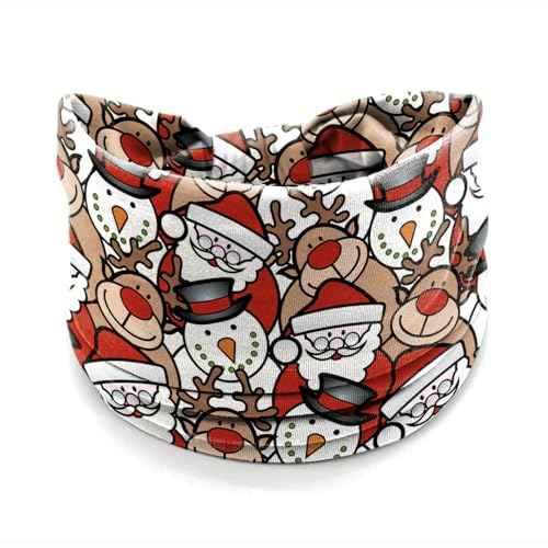 Christmas Headbands for Women Girls ? 4 Pack Unique Elastic Hair Bands with Cute Santa, Candy Cane, Reindeer & Chic Black Gold Holiday Prints, Fun Holiday Accessories for Party Winter Wear