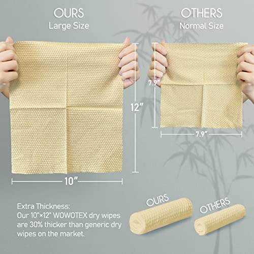 WOWOTEX Bamboo Rayon Disposable Face Towel Biodegradable Large Dry Face Wipes 240 Count / 4 Boxes Extra Thick Soft Clean Facial Towels for Sensitive Skin, Makeup Removing, Facial Cleansing, Nursing