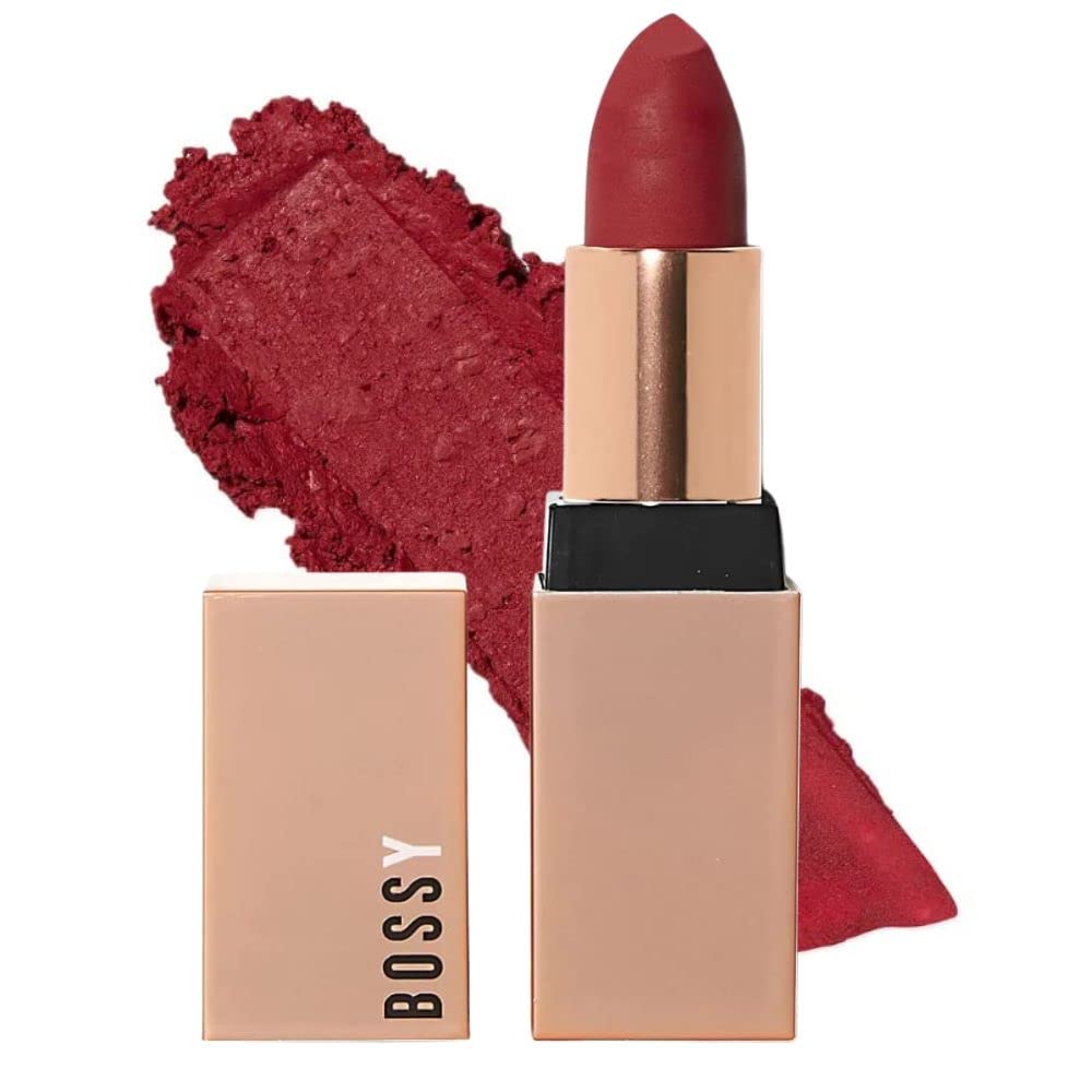 Bossy Cosmetics Vegan Lipstick Matte, Long Lasting, Hydrating Lip Stick with Vitamin E and Watermelon Seed Oil, Paraben and Cruelty Free (Confident - Plum Color)