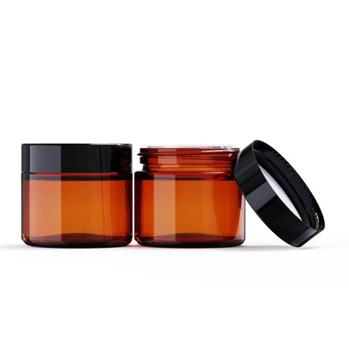48Pack 1 oz, Small Amber Glass Cosmetic Candle Jars with Black Lids, Empty Refillable Travel Container For Cream,Lotions, Powders,Salves,Slime Storage,With Lables And Inner Liners (48, Amber)