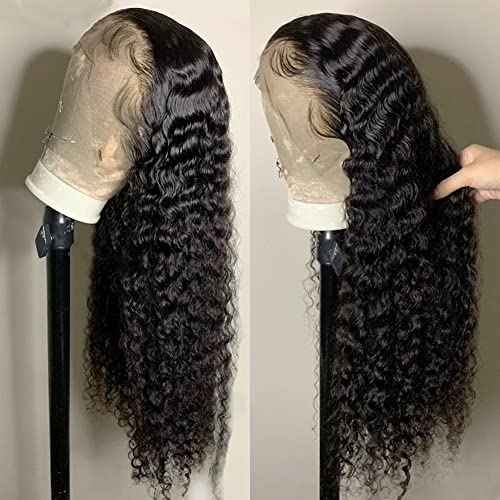 bangjazz 13x4 Deep Wave Lace Front Wigs Human Hair 180% Density Deep Wave Frontal Wigs Human Hair HD Lace 26 Inch Curly Wigs for Black Women Pre Plucked with Baby Hair Curly Lace Front Wig