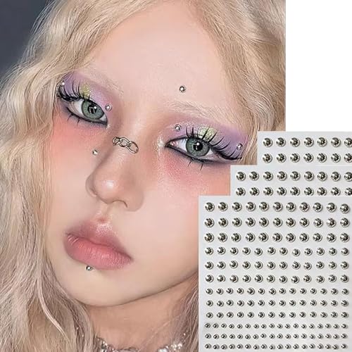 Face Gems Fake Piercings Stickers - 9 Sheets, 4 Sizes